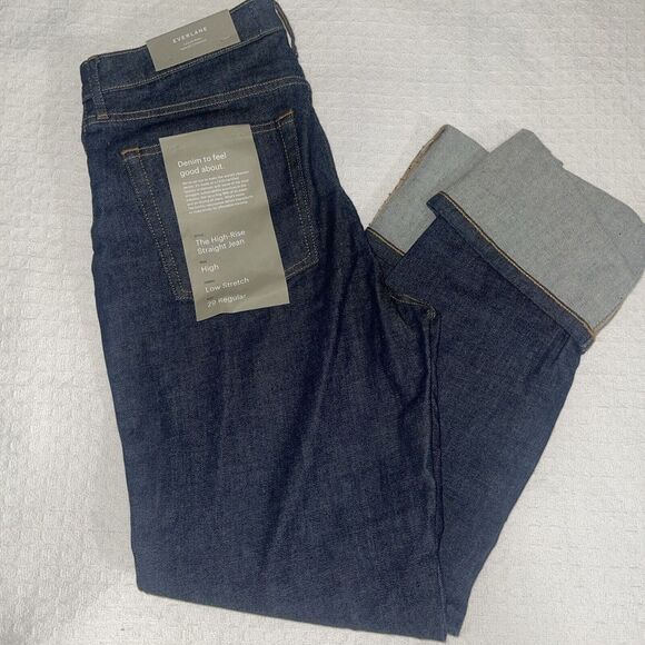 Everlane Denim - NWT EVERLANE Jeans Dark Wash High Rise Cuffed Hem Straight Size 29
